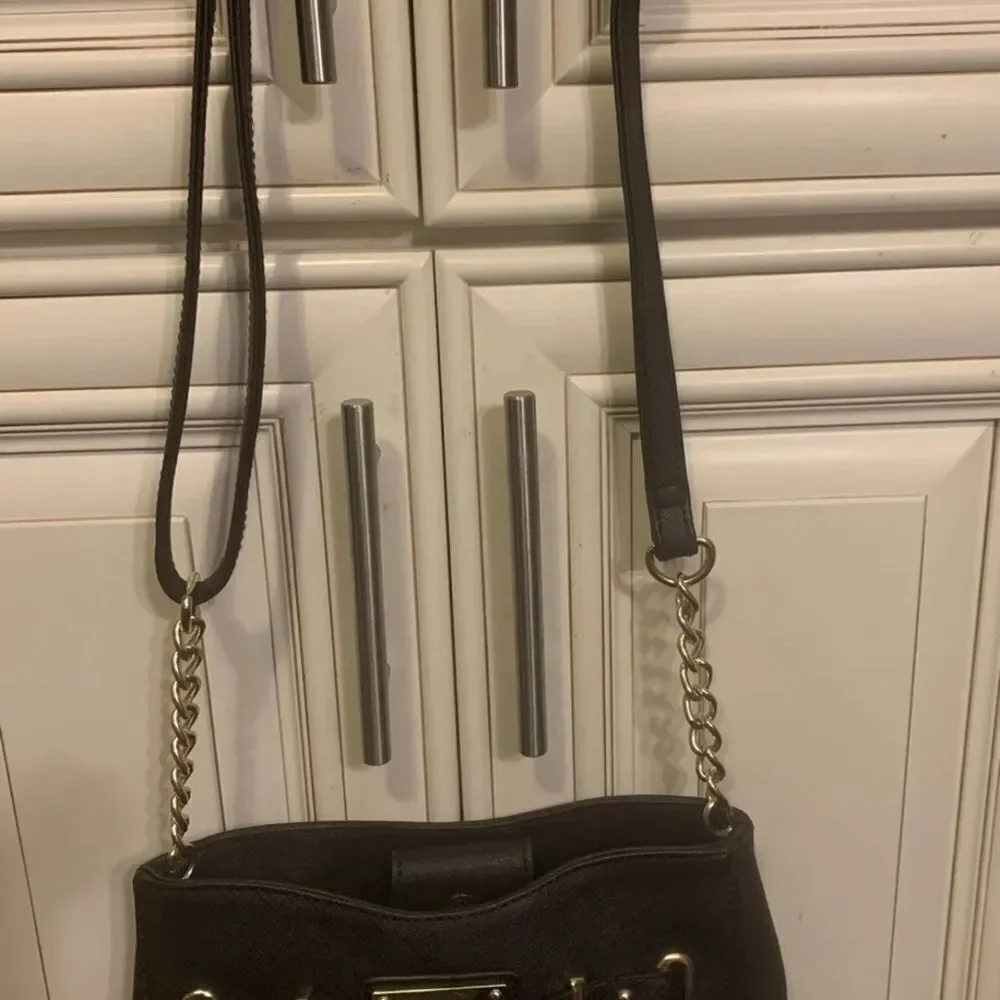 Nicole Miller Black & Gold Satchel Purse -